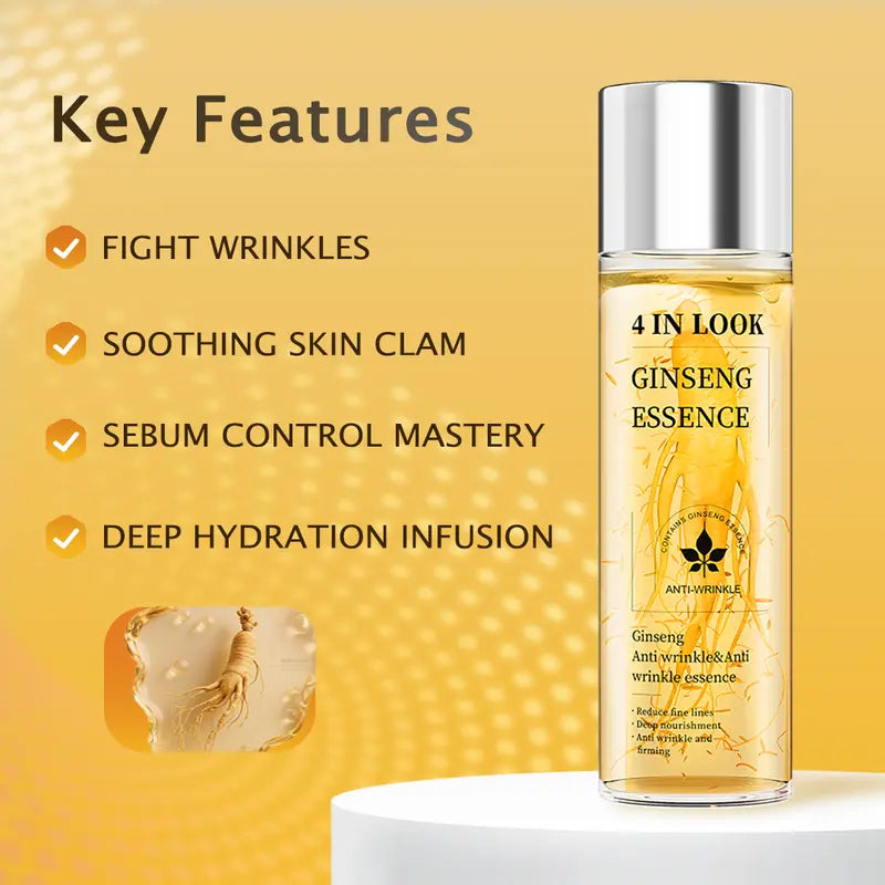 Natural Ginseng Anti-Aging Hydrating Essence Water – 100% Wild Ginseng from Himalayas, Deep Moisture & Wrinkle Care for All Skin Types Firming Skincare Serums Moisturizer Gentle